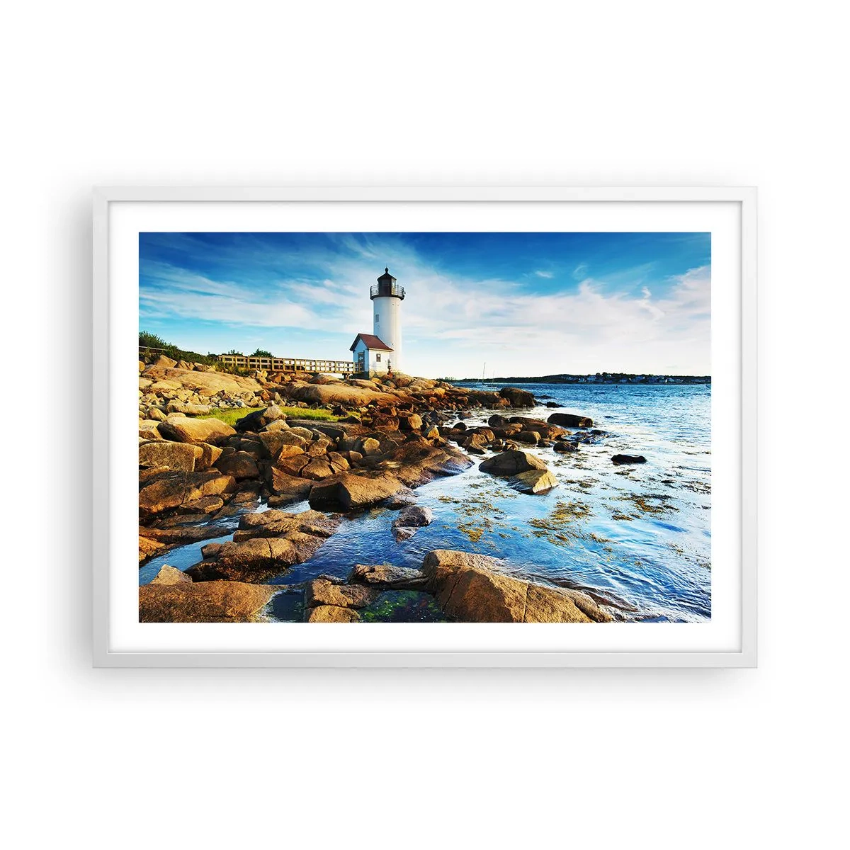 Plakat w białej ramie - Wracajcie szczęśliwie, czekam - 70x50 cm