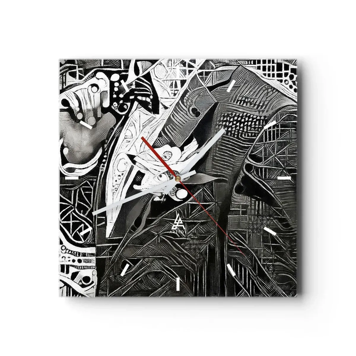 Zegar ścienny - Elegancka abstrakcja z mężczyzną w garniturze w czerni i bieli - 30x30cm - Tylko na pozór szary człowiek - Nowoczesna dekoracja ścienna do salonu i sypialni ARTTOR