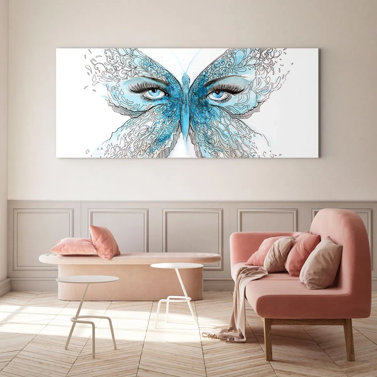 Obraz na szkle - Modraszek eros - 90x30 cm