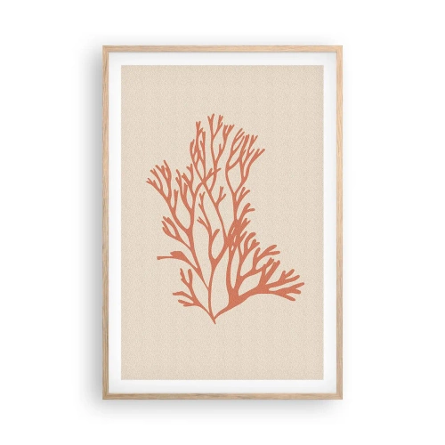 Plakat w ramie jasny dąb - Koralowy filigran - 61x91 cm