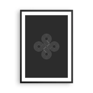 Plakat w czarnej ramie - Geometryczny symbol na czarnym tle - 50x70cm - W duchu celtyckim - Nowoczesna dekoracja ścienna do salonu i sypialni ARTTOR
