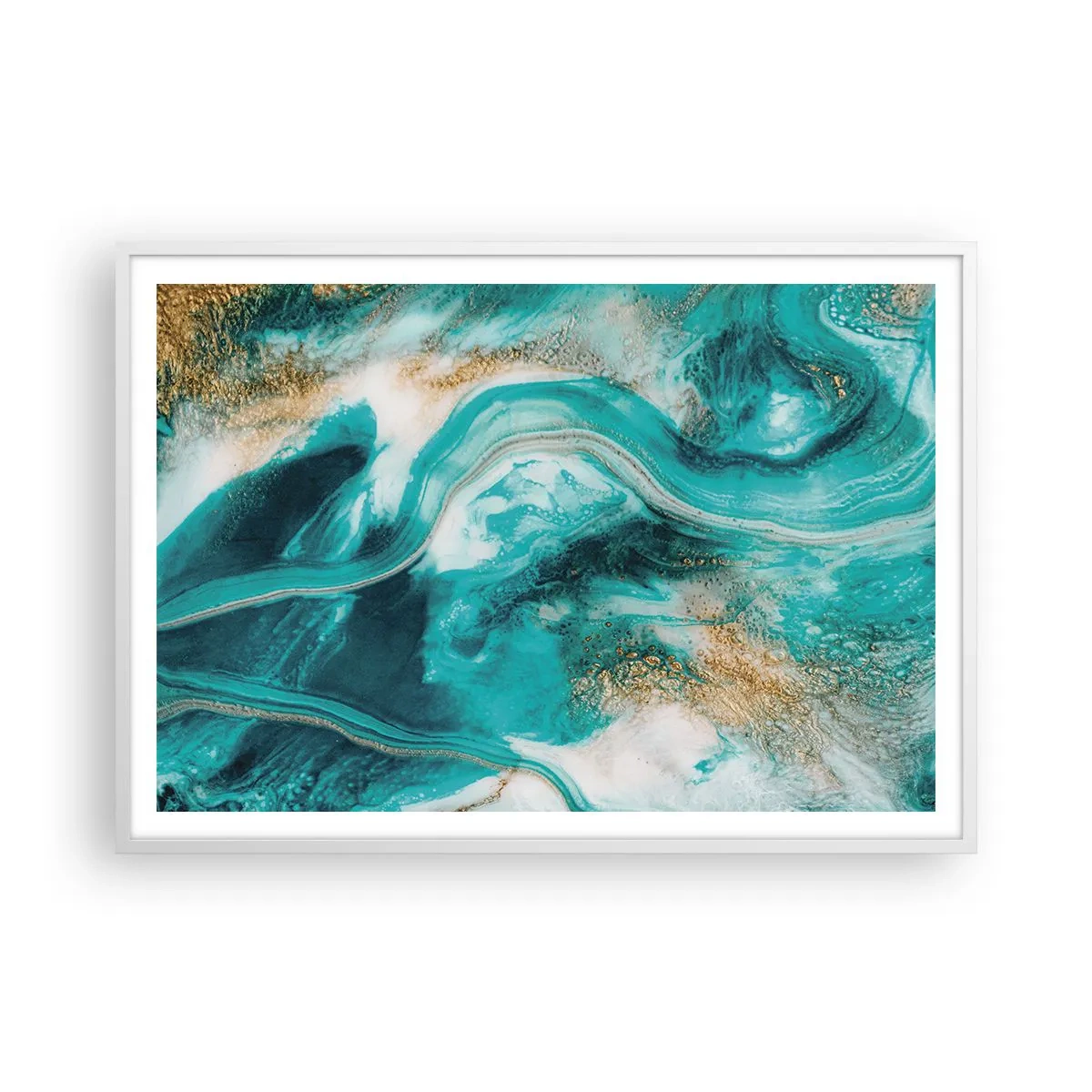 Plakat w białej ramie - Rzeka złota - 100x70 cm