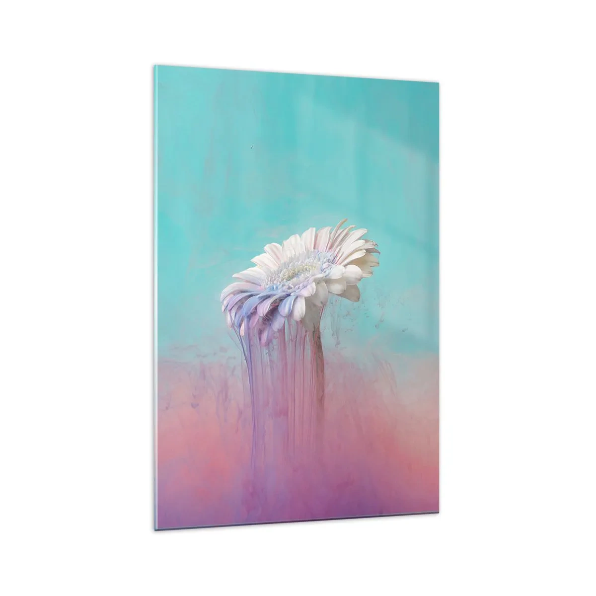 Obraz na szkle - Pastelowa gerbera z efektem rozmycia - 70x100cm - Zaświaty kwiatów - Nowoczesna dekoracja ścienna do salonu i sypialni ARTTOR