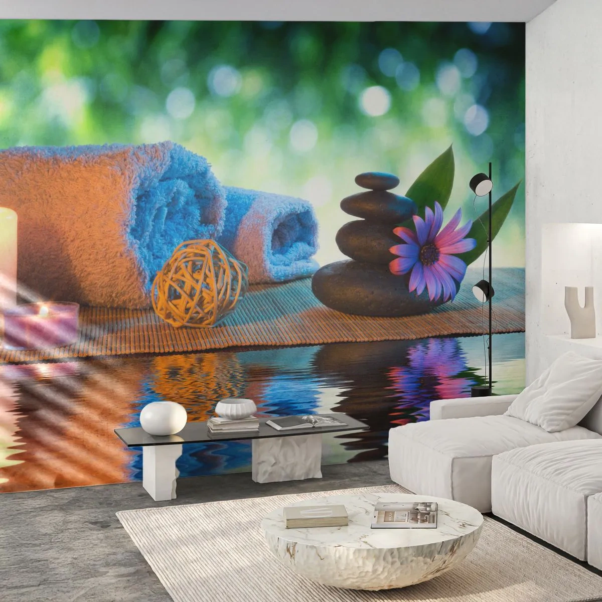 Fototapeta Premium Canvas - Czas dla ciała - Spa, Świeca, Kultura Japonia - 250x175 cm