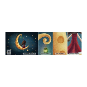 Fototapeta Próbka Premium Canvas - Pewnego razu… - Dla Dzieci, Dziewczynka, Księżyc - 100x30 cm