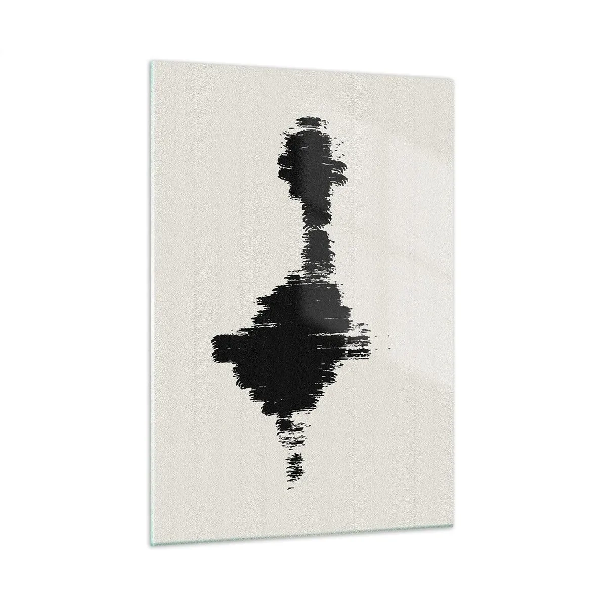 Obraz na szkle - Minimalistyczny wzór czarnego pociągnięcia na jasnym tle - 50x70cm - Drgania wyobraźni - Nowoczesna dekoracja ścienna do salonu, kuchni i sypialni ARTTOR