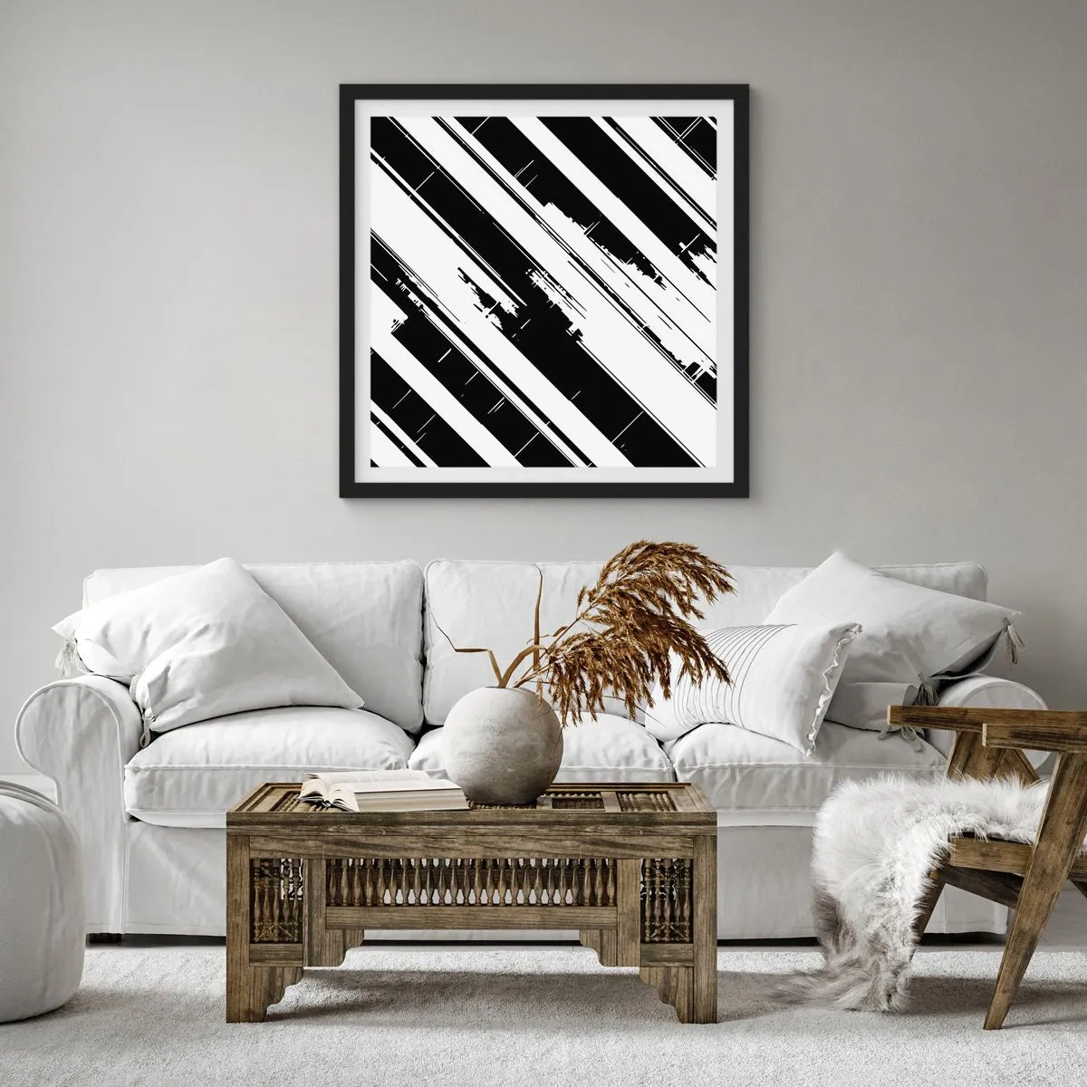 Plakat w czarnej ramie - Kompozycja intensywna i dynamiczna - 60x60 cm