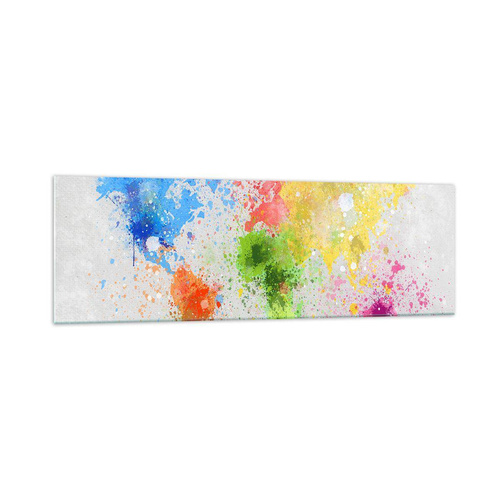 Obraz na Szkle Arttor 160x50 cm - Wszystkie barwy świata - Mapa Świata, Kontynenty, Podróże, Grafika, Kolorowa Ilustracja, Do Salonu, Do Sypialni, Różowy, Zielony, Poziomy, Szkło, GAB160x50-3559