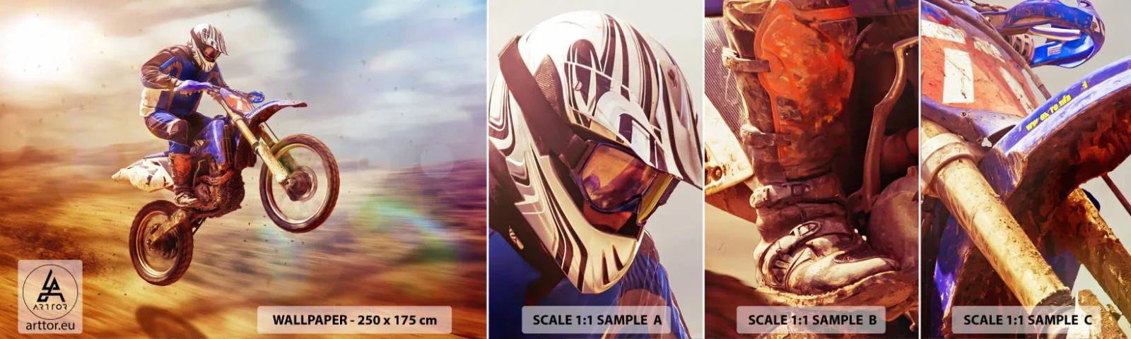 Fototapeta Próbka Samoprzylepna Deluxe Sticker - Motocyklowy zawrót głowy - Motocross, Sport, Motocyklista - 100x30 cm