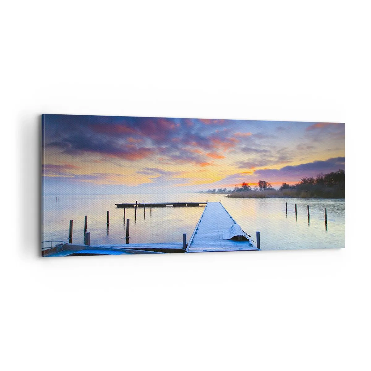 Obraz na płótnie - Fioletowo-złoty spokój - 100x40 cm
