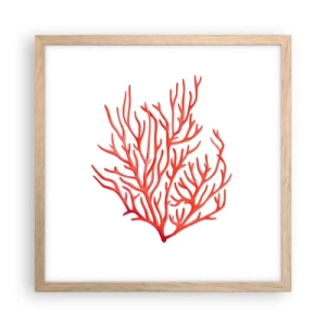 Plakat w ramie jasny dąb - Koralowy filigran - 40x40 cm