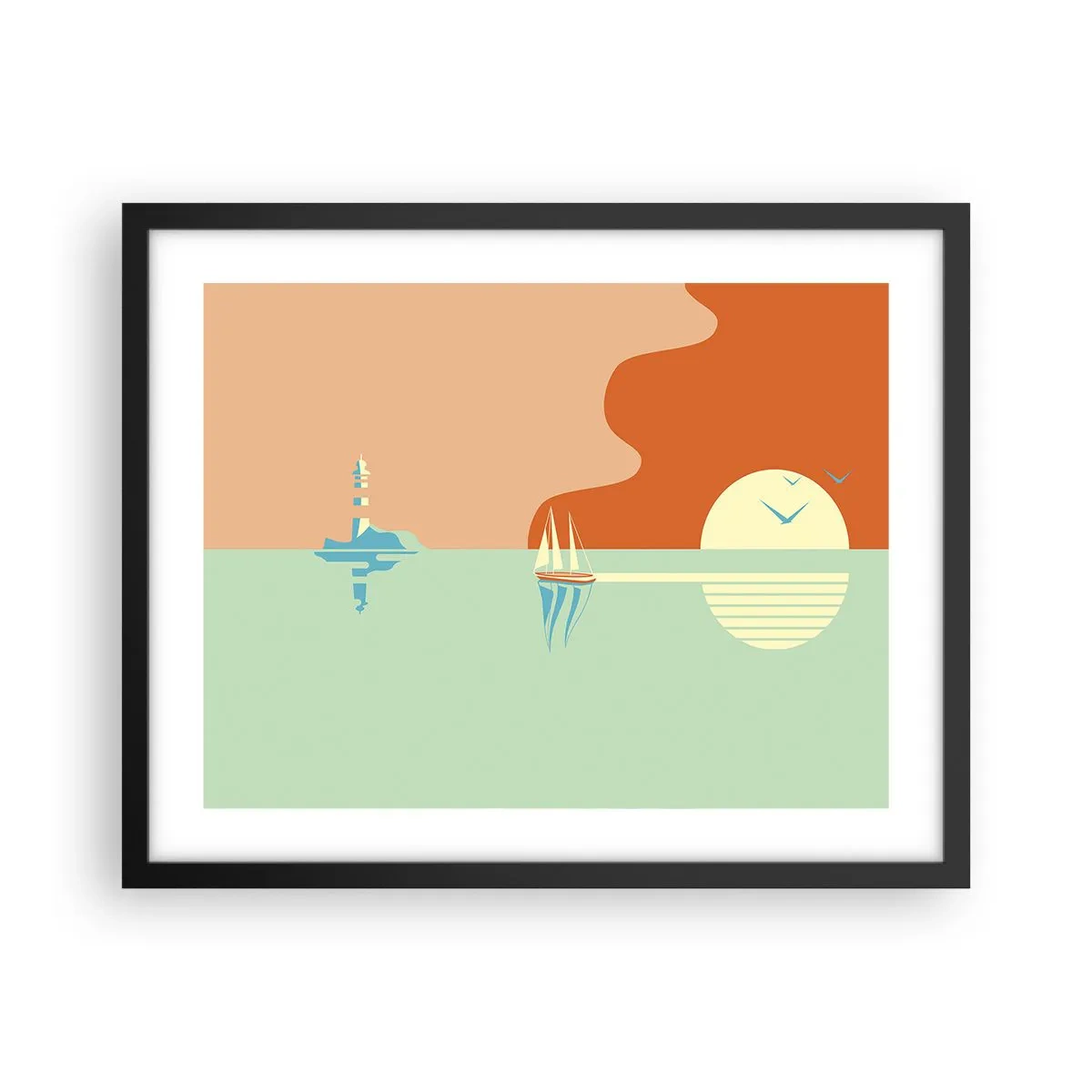 Plakat w czarnej ramie - Morski pejzaż idealny - 50x40 cm