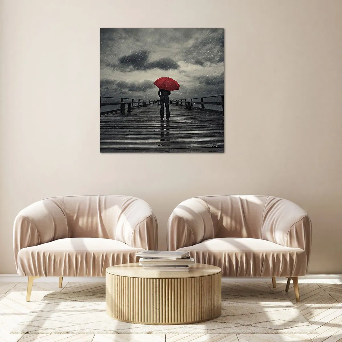 Obraz na szkle - To nic, że pada - 70x70 cm