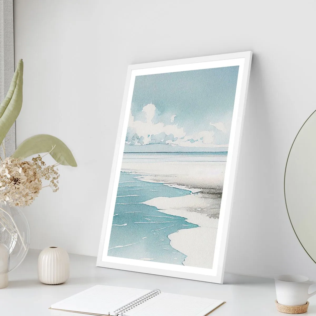 Plakat w białej ramie - Łagodny przypływ - 61x91 cm