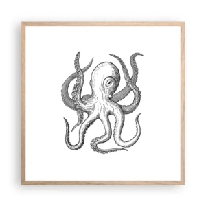 Plakat w ramie jasny dąb - Tańcząca z falami - 60x60 cm