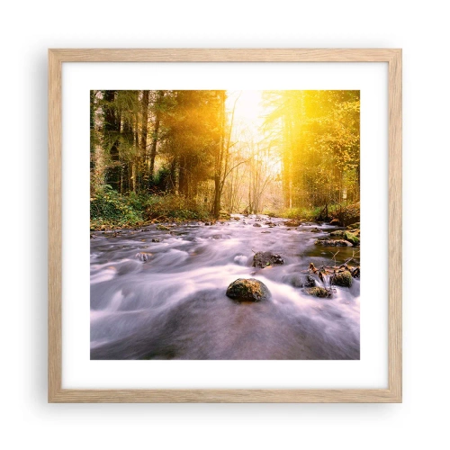 Plakat w ramie jasny dąb - Malachit w srebrno-złotej oprawie - 40x40 cm