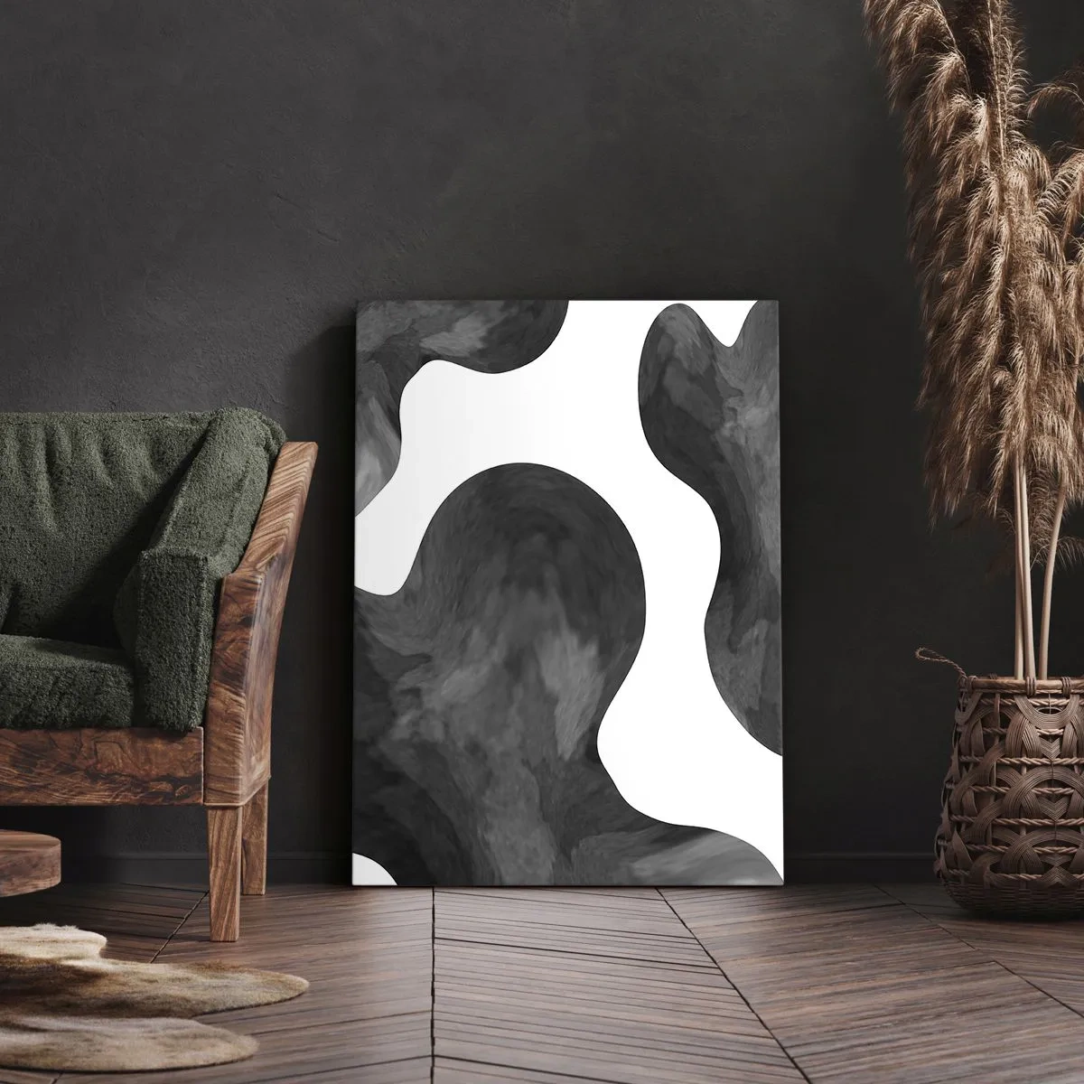 Obraz na płótnie - Abstrakcyjny wzór w odcieniach szarości i bieli - 80x120cm - Droga Mleczna - Nowoczesna dekoracja ścienna do salonu i sypialni ARTTOR