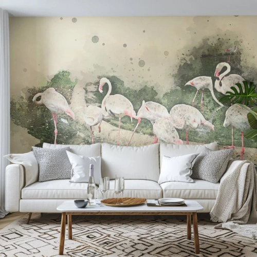Fototapeta Samoprzylepna Deluxe Sticker - Egzotyczny sen - Ptaki , Flamingi, Natura - 300x210 cm