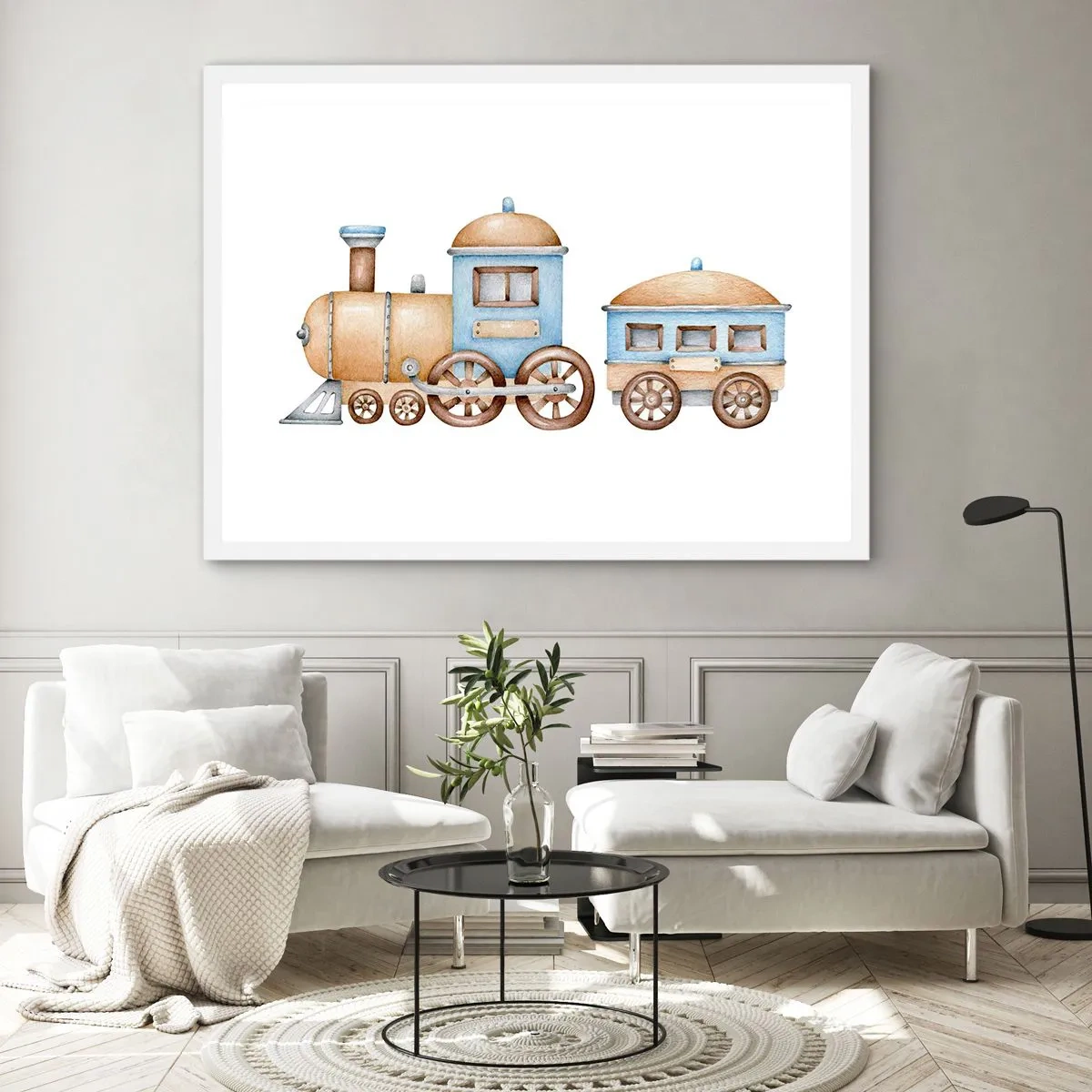 Plakat w białej ramie - Stoi na stacji... - 50x40 cm