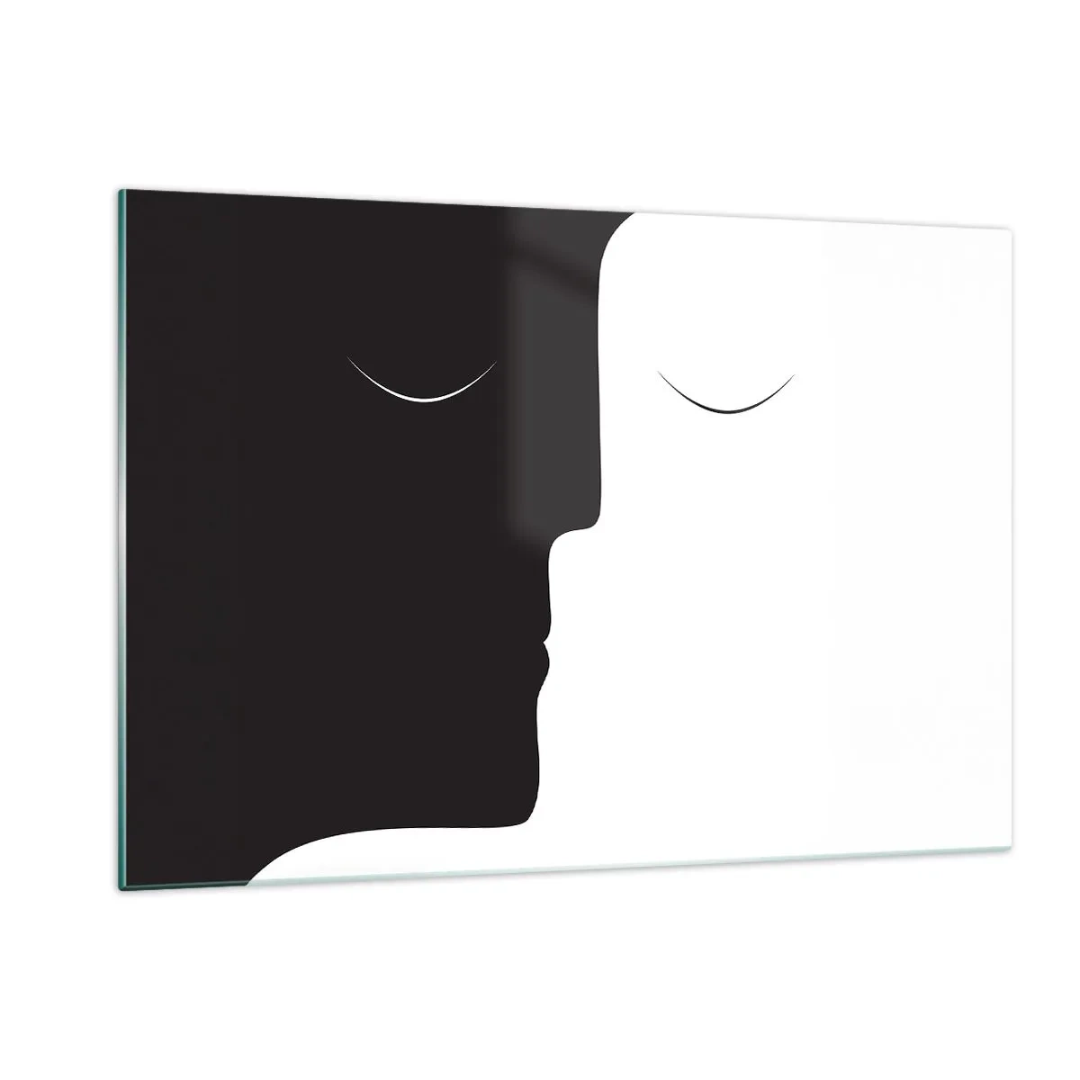 Obraz na szkle - Minimalistyczne czarno-białe twarze tworzące jedność - 120x80cm - Jedność przeciwieństw - Nowoczesna dekoracja ścienna do salonu, kuchni i sypialni ARTTOR