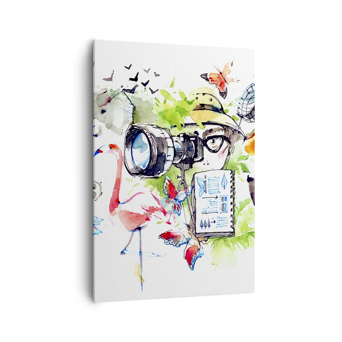 Obraz na płótnie - Kolorowa grafika z motywem przyrody i safari - 70x100cm - W obiektywie podróżnika - Nowoczesna dekoracja ścienna do salonu i sypialni ARTTOR