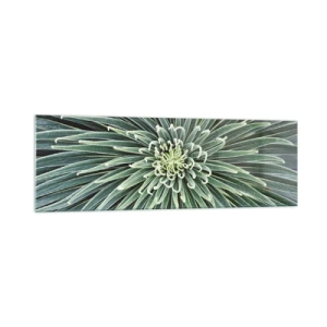 Obraz na szkle - Symetryczny układ zielonych liści przypominający gwiazdę - 160x50cm - Narodziny gwiazdy - Nowoczesna dekoracja ścienna do salonu i sypialni ARTTOR