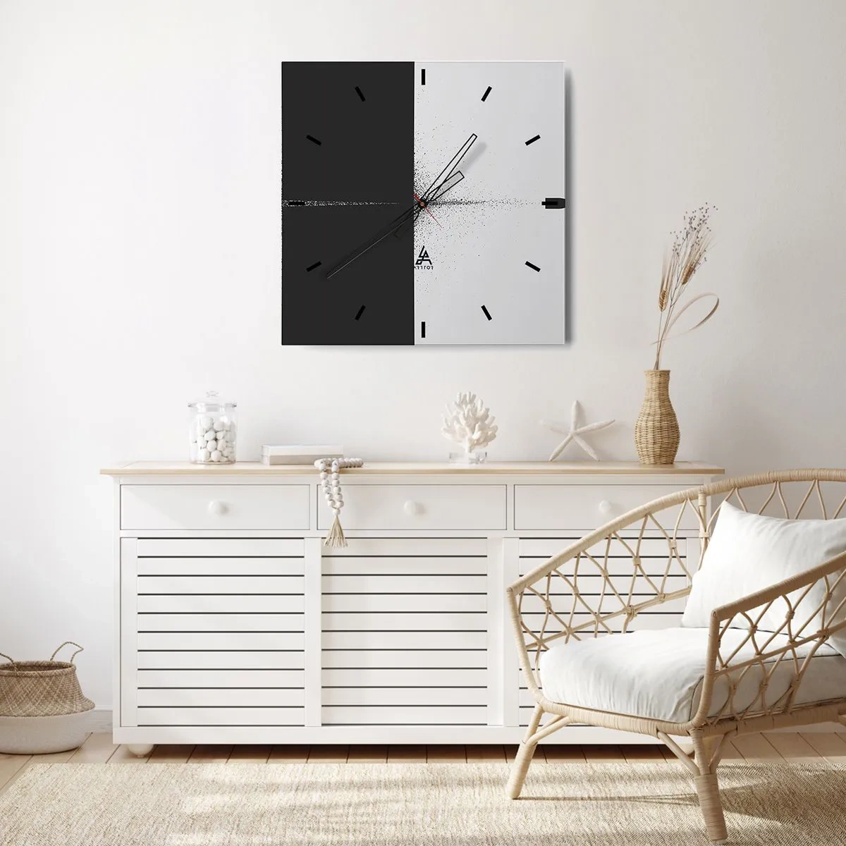 Zegar ścienny - Symboliczny pocisk w minimalistycznym, abstrakcyjnym stylu - 30x30cm - Prosto do celu - Nowoczesna dekoracja ścienna do salonu i sypialni ARTTOR