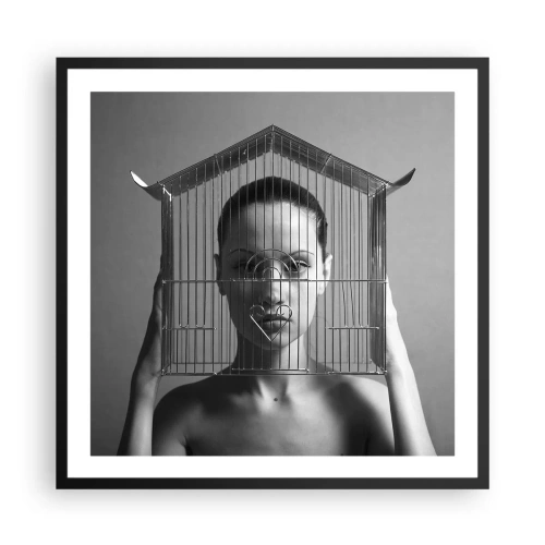 Plakat w czarnej ramie - Portret nieco surrealistyczny - 60x60 cm