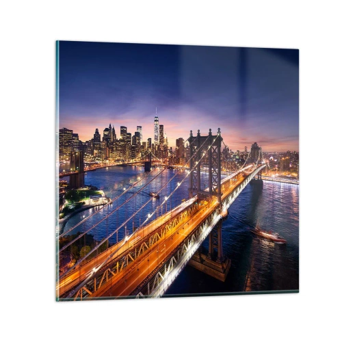 Obraz na szkle - Świetlistym mostem do serca miasta - 60x60 cm