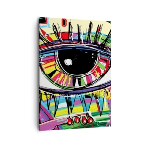 Obraz na płótnie - Kolorowe abstrakcyjne oko w stylu pop-art - 50x70cm - Kolorowe oko - kolorowa dusza - Nowoczesna dekoracja ścienna do salonu, kuchni i sypialni ARTTOR