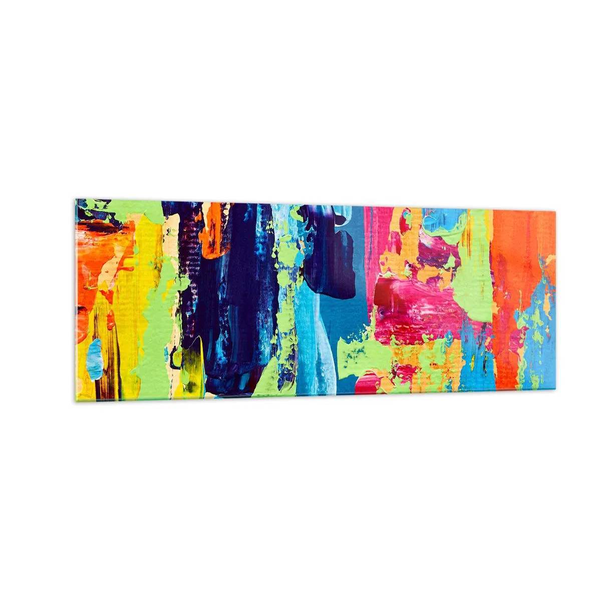 Obraz na szkle - Abstrakcyjna kompozycja kolorów w dynamicznej formie - 140x50cm - Życie jest piękne! - Nowoczesna dekoracja ścienna do salonu i sypialni ARTTOR