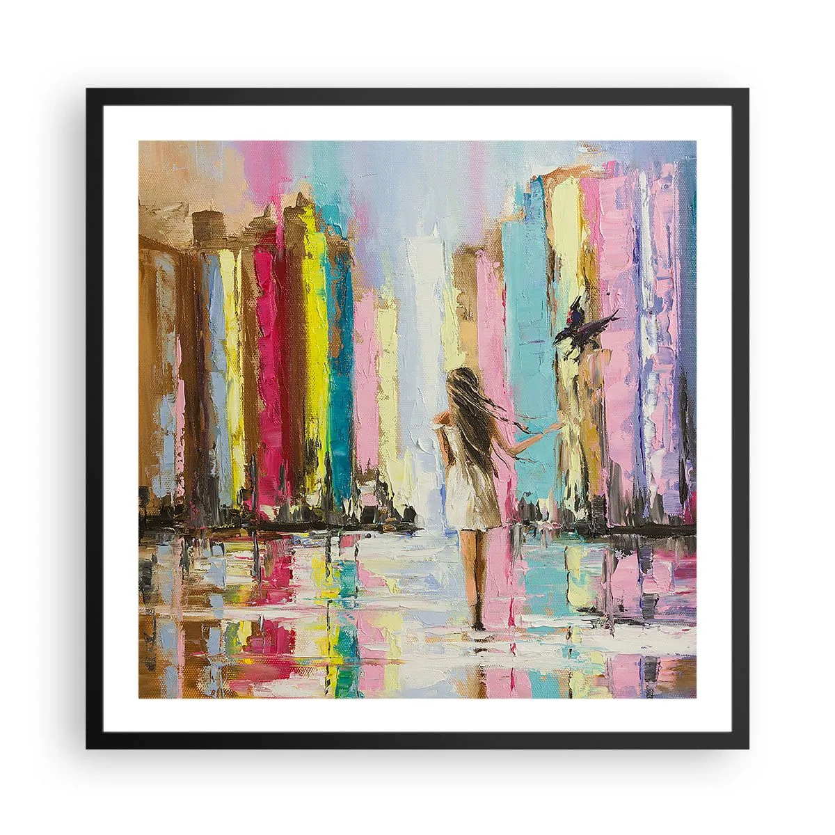 Plakat w czarnej ramie - Idż za mną - 60x60 cm