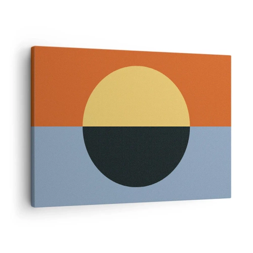 Obraz na płótnie - Abstrakcja geometryczna z kontrastowymi kolorami - 70x50cm - Kompozycja ciepła i chłodu - Nowoczesna dekoracja ścienna do salonu i sypialni ARTTOR