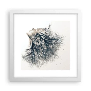 Plakat w białej ramie - Zasłuchana w szept drzewa - 30x30 cm