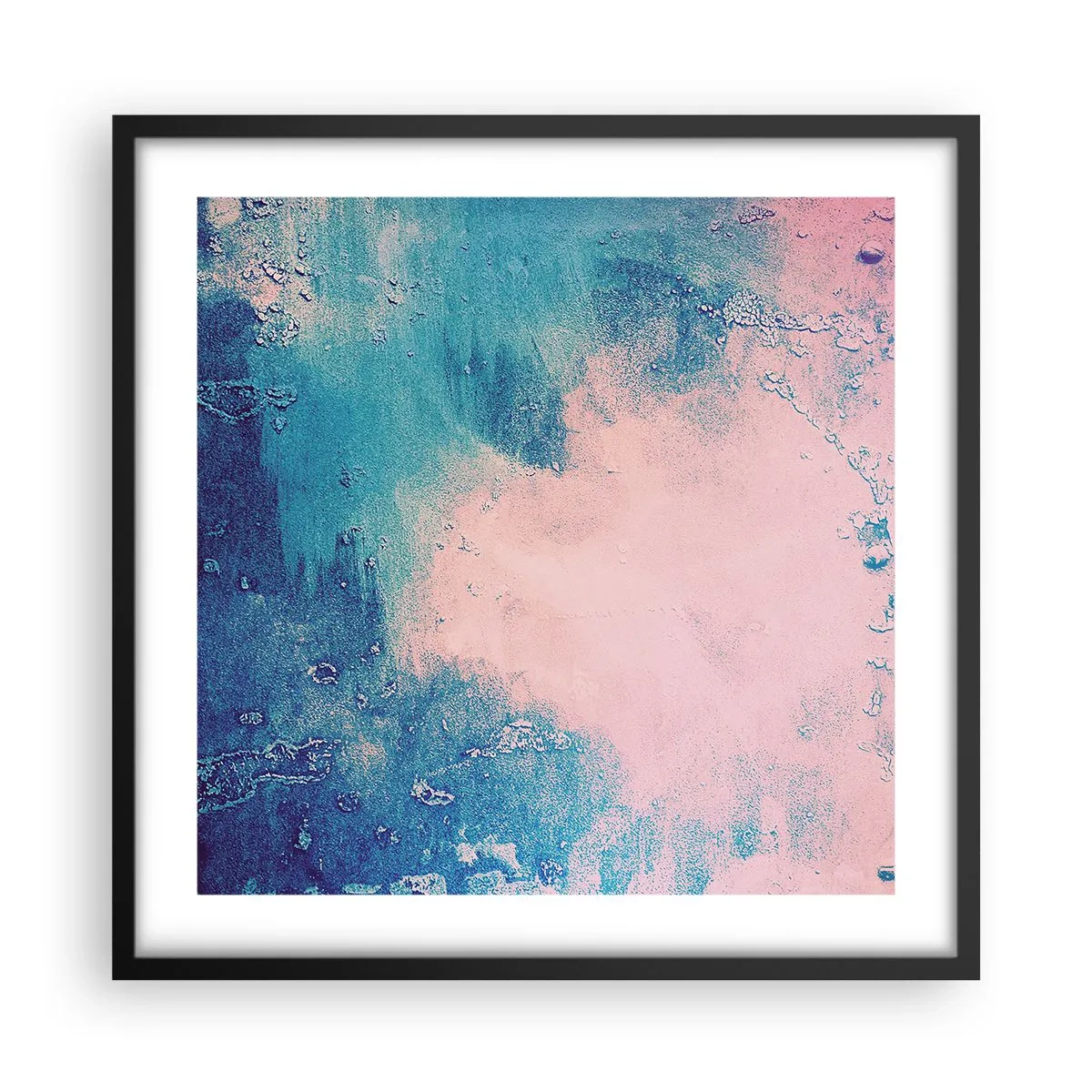Plakat w czarnej ramie - Błękitne objęcia - 50x50 cm