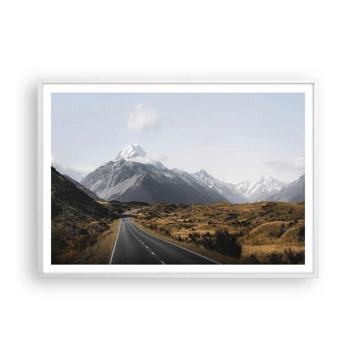 Plakat w białej ramie - Droga do serca gór - 100x70 cm
