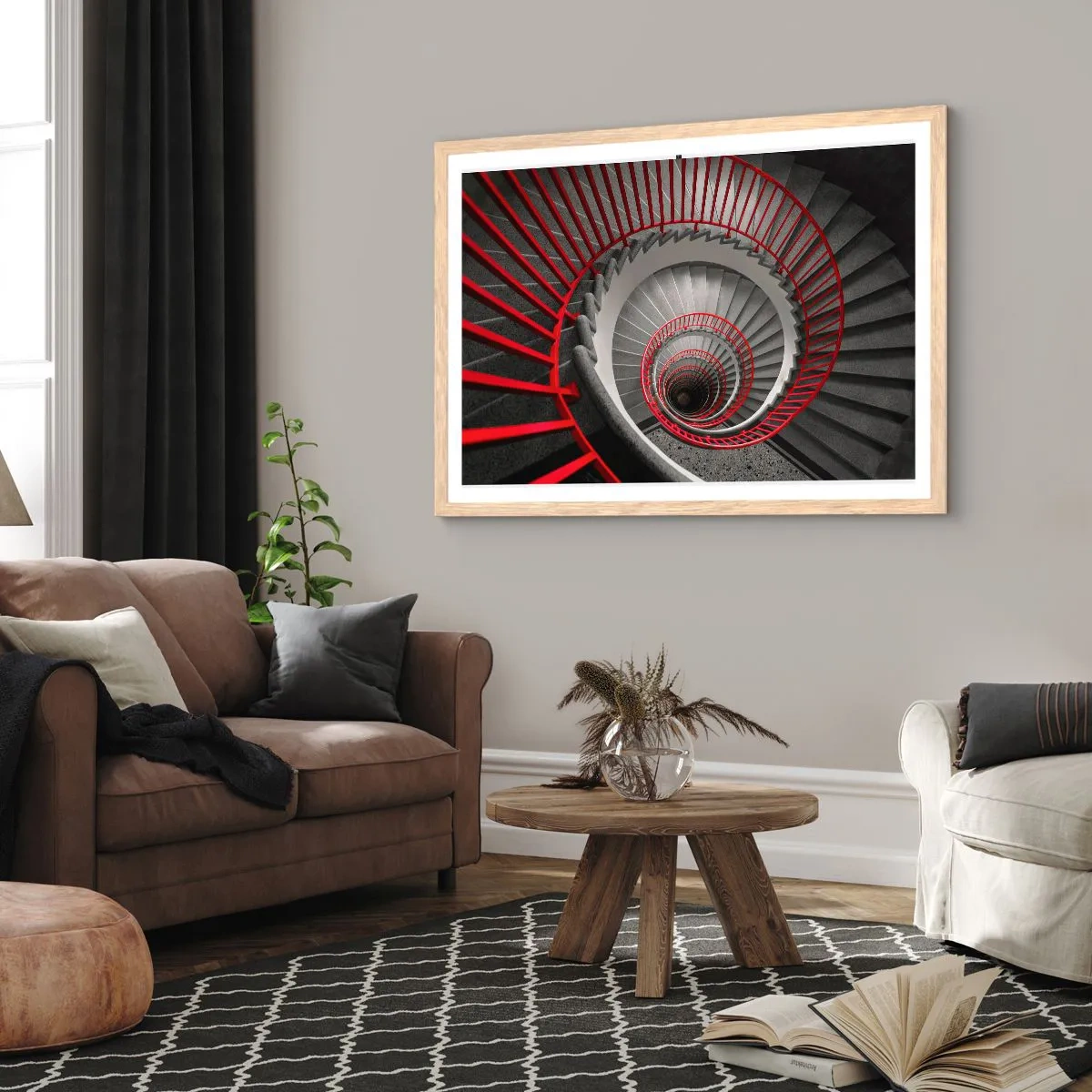Plakat w ramie jasny dąb - Zabawy architektury - 100x70 cm