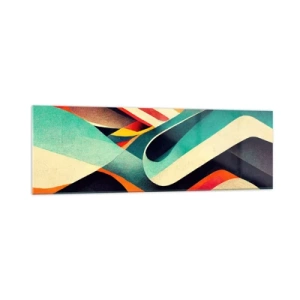 Obraz na szkle - Kolorowe fale abstrakcyjne w dynamicznej kompozycji - 160x50cm - Kompozycja intensywna - Nowoczesna dekoracja ścienna do salonu i sypialni ARTTOR