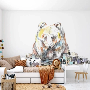 Fototapeta Samoprzylepna Deluxe Sticker - Jak można tak żyć? - Zwierzęta, Niedźwiedź, Grafika - 150x105 cm