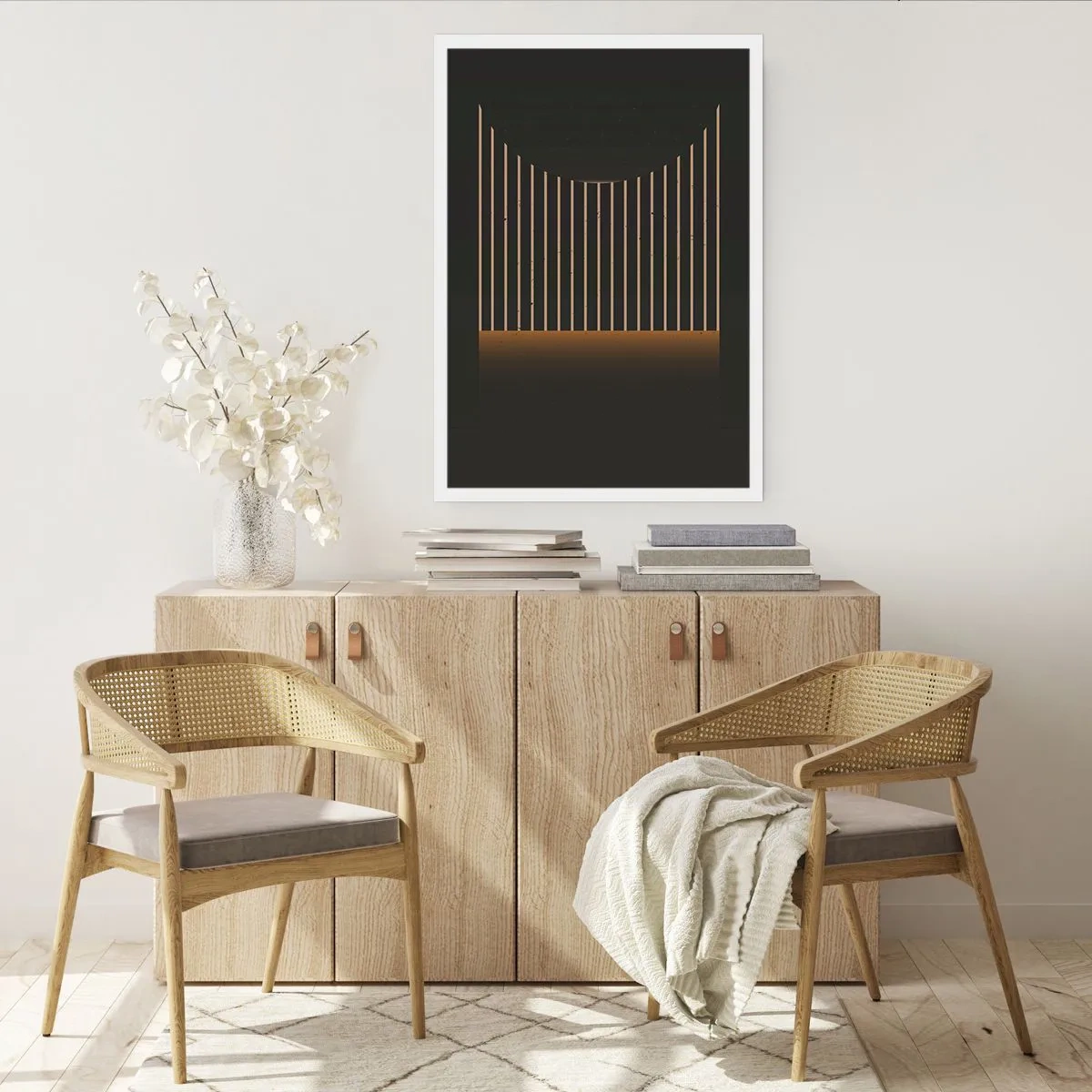 Plakat - Geometryczna kompozycja z pionowych linii w mroku - 50x70cm - Zbadać ciemność - Nowoczesna dekoracja ścienna do salonu, kuchni i sypialni ARTTOR