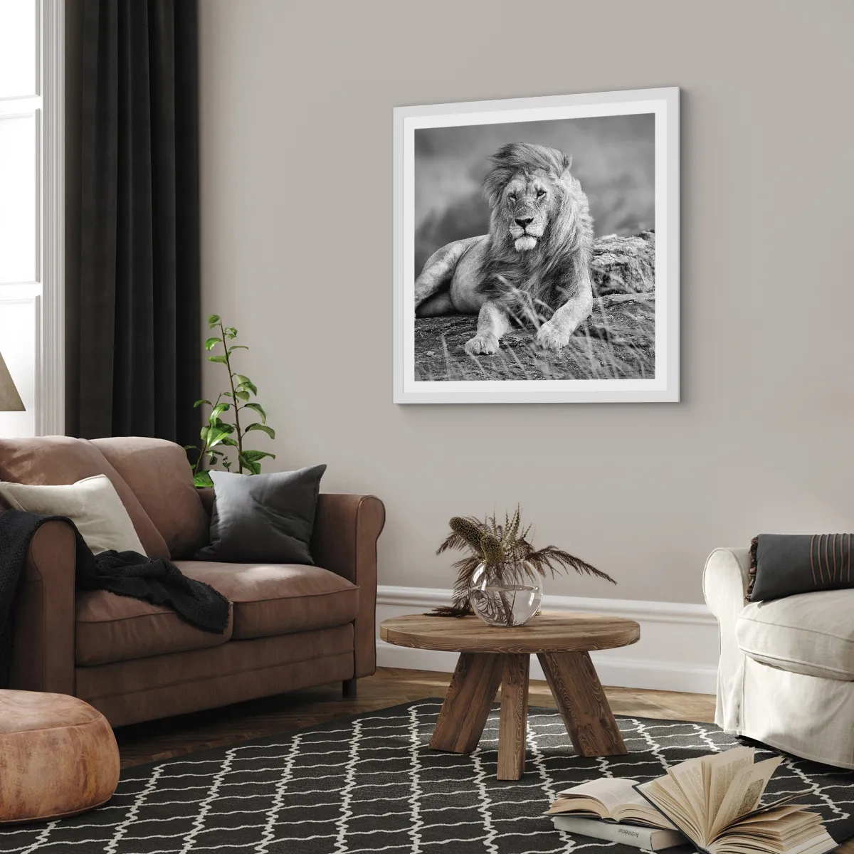 Plakat w białej ramie - Królewska sjesta - 50x50 cm