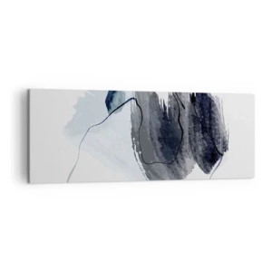 Obraz na płótnie - Abstrakcyjna kompozycja w odcieniach szarości i błękitu - 140x50cm - Intensywność i ruch - Nowoczesna dekoracja ścienna do salonu i sypialni ARTTOR