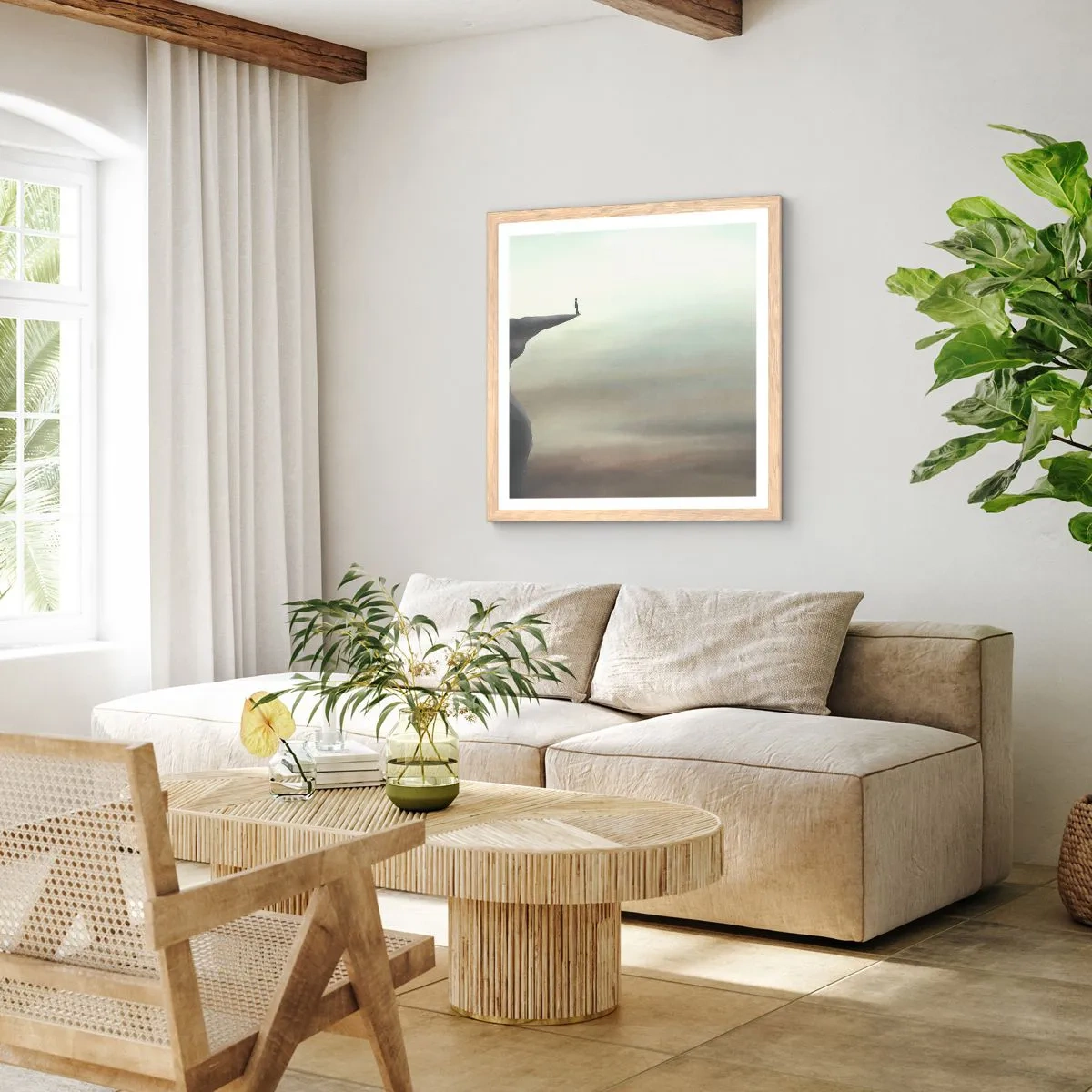 Plakat w ramie jasny dąb - Do góry, oczywiście! - 40x40 cm