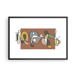 Plakat w czarnej ramie - Kolorowa abstrakcja z plamami i liniami - 70x50cm - Abstrakcja warta uśmiechu - Nowoczesna dekoracja ścienna do salonu i sypialni ARTTOR