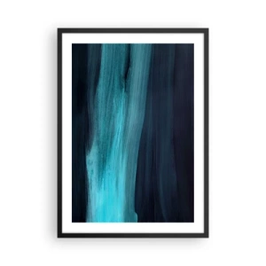 Plakat w czarnej ramie - Abstrakcyjna kompozycja w odcieniach czerni i turkusu - 50x70cm - Popłyń z nurtem - Nowoczesna dekoracja ścienna do salonu i sypialni ARTTOR