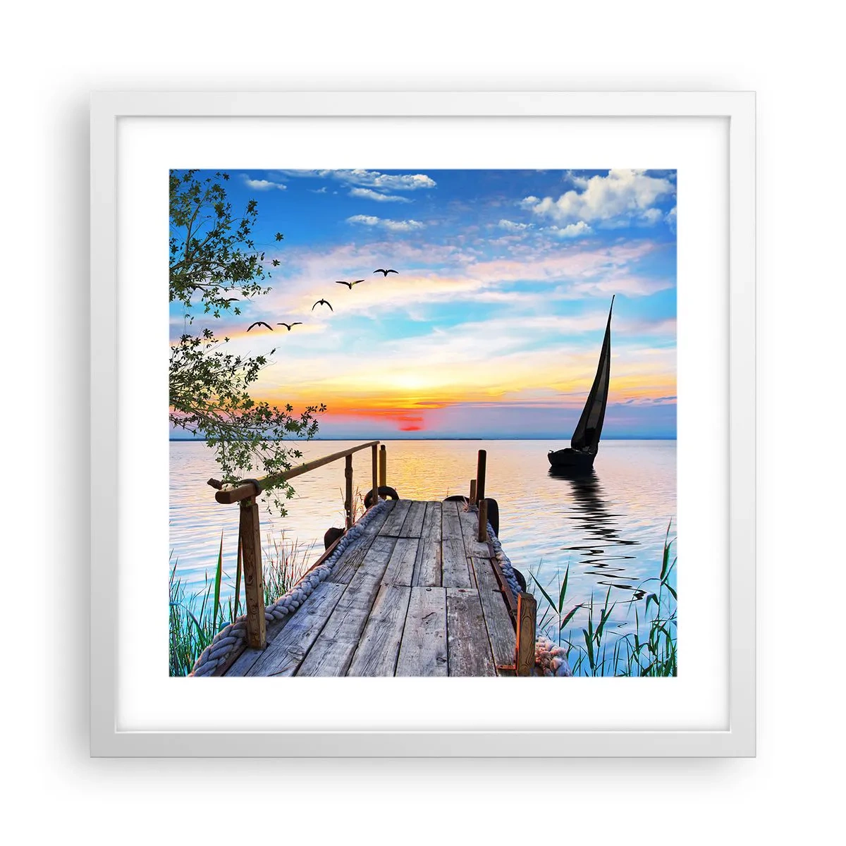 Plakat w białej ramie - Dobry wieczór - 40x40 cm