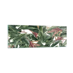 Obraz na szkle - Szmaragdowo-liliowy gąszcz - 90x30 cm