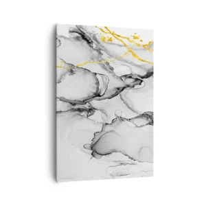 Obraz na płótnie - Abstrakcyjne czarno-białe wzory z dodatkiem złotych akcentów - 70x100cm - Kompozycja z motywem złota - Nowoczesna dekoracja ścienna do salonu i sypialni ARTTOR