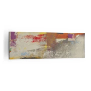 Obraz na płótnie - Kolorowa abstrakcja z geometrycznymi kształtami - 160x50cm - Geometria barw - Nowoczesna dekoracja ścienna do salonu i sypialni ARTTOR