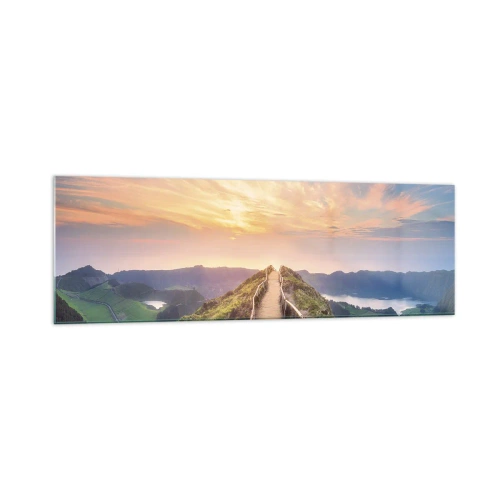 Obraz na szkle - Malownicza ścieżka na wzgórzu z widokiem na zachód słońca - 160x50cm - Blisko nieba - Nowoczesna dekoracja ścienna do salonu i sypialni ARTTOR